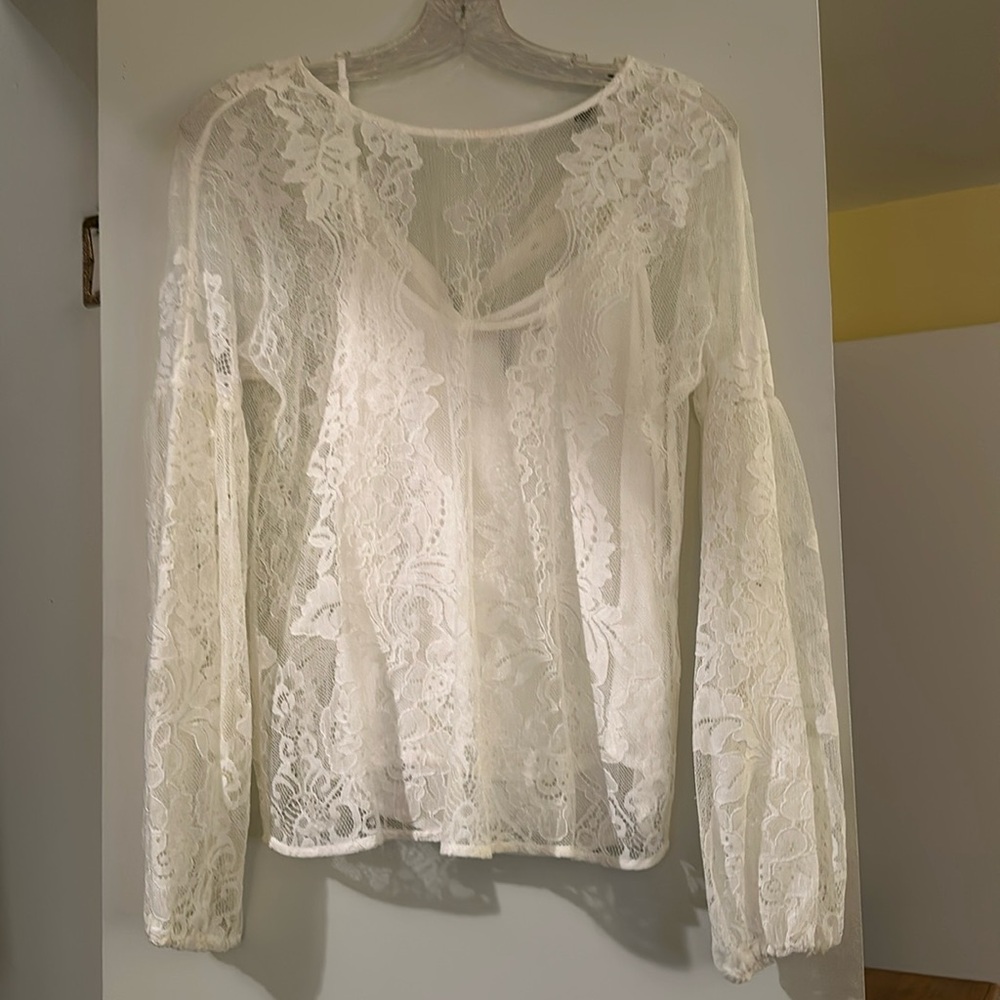 Maje lace and silk top
